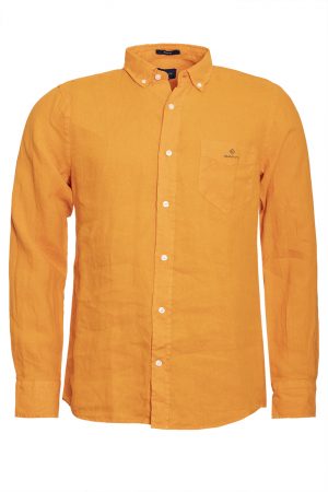 Gant Regular Fit Plaggfärgad linneskjorta - Russet Orange