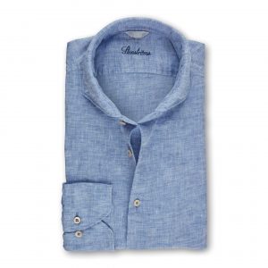 Stenströms Fitted Body Linen Shirt – Light Blue