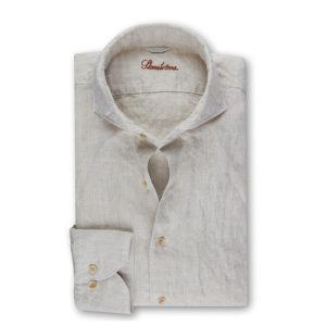 Stenströms Fitted Body Linen Shirt – Beige