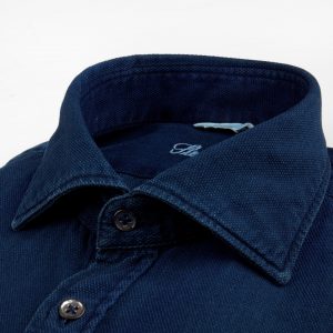 Stenströms Fitted Body Shirt Pique Weave - Denim