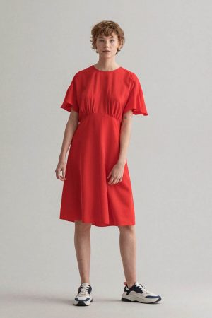 Gant Twill Knee Dress - Lava Red