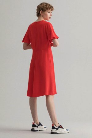 Gant Twill Knee Dress - Lava Red