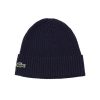 Lacoste Men's Ribbed Wool Beanie - Navy Blue