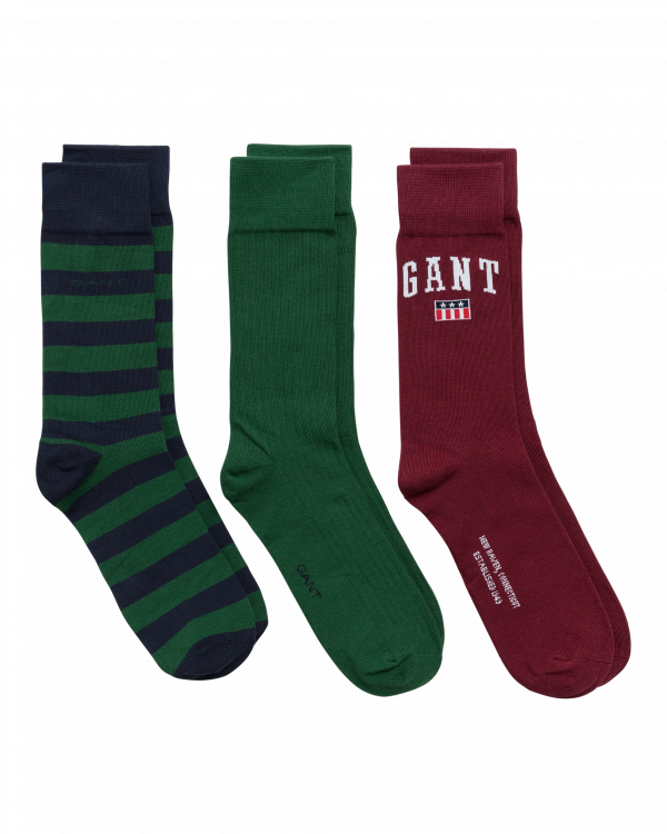 Gant Socks 3-Pack Gift Box - Carbernet Red