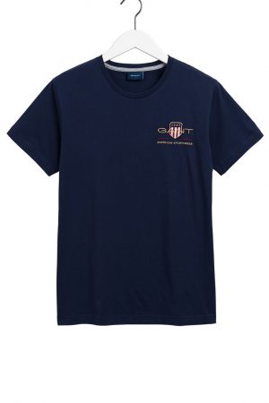 Gant D1 Archive Shield Emb SS T-Shirt - Evening Blue