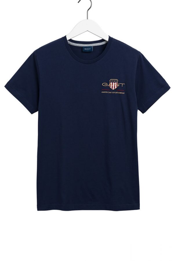 Gant D1 Archive Shield Emb SS T-Shirt - Evening Blue