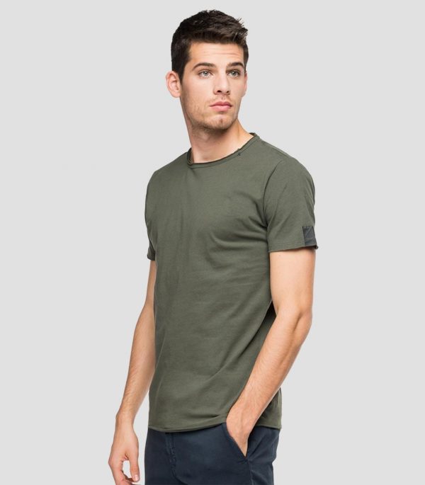 Replay Raw Cut Cotton T-shirt - Dark 
