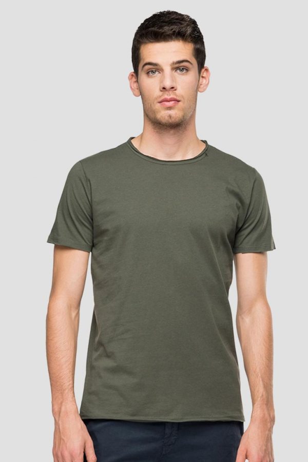 Replay Raw Cut Cotton T-shirt - Dark Military