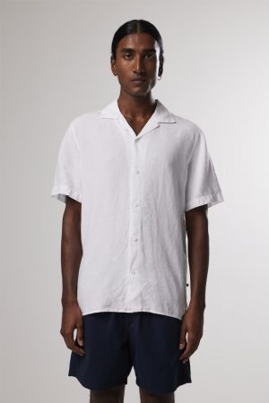 NN07 Miyagi Regular Linen Shirt - Vit