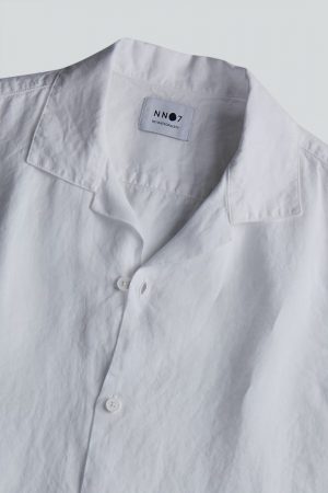 NN07 Miyagi Regular Linen Shirt - Vit