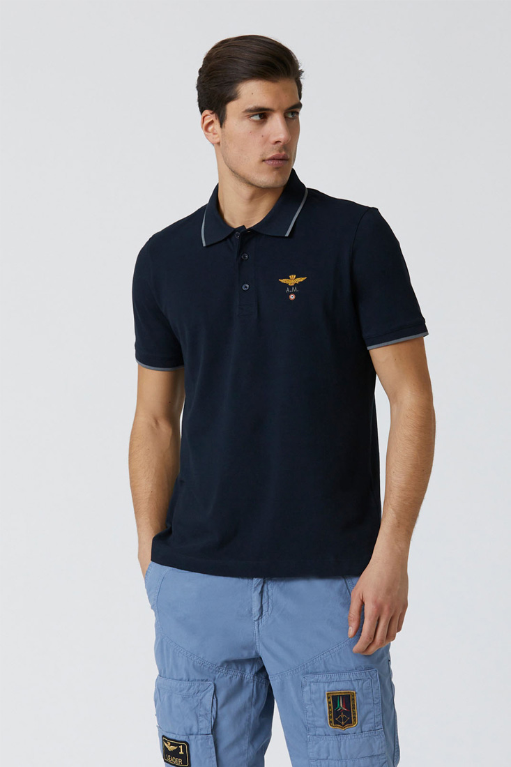 Aeronautica Militare Classic Pique Polo - Blue Black - Bild 2