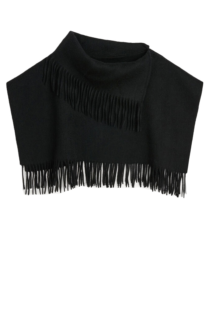 By Malene Birger Turtla Wool Fringe Bib - Black