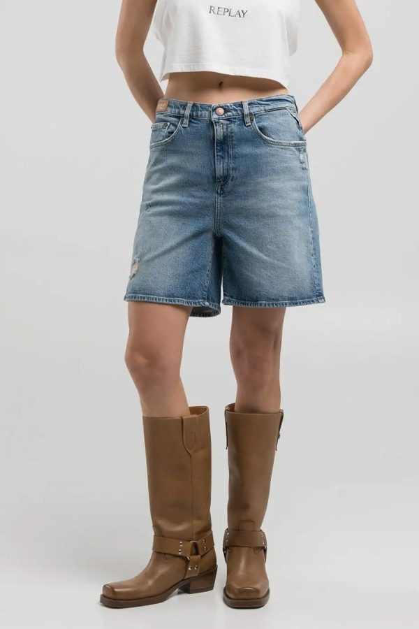 Replay Narja Relaxed Fit Shorts - Medium Blue