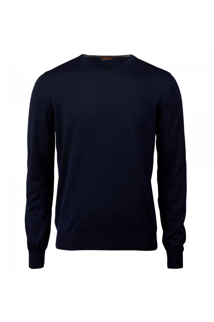 Stenströms Rundhalsad Merinoullströja - Navy