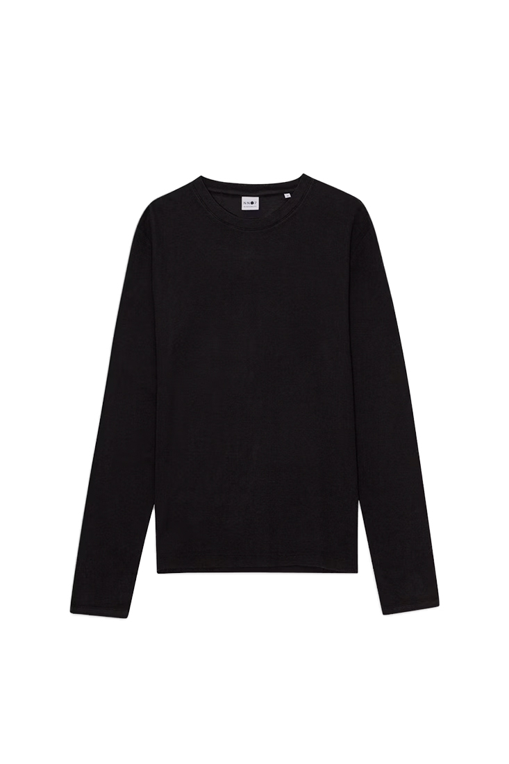 NN07 Clive Waffle Knit Tee – Black