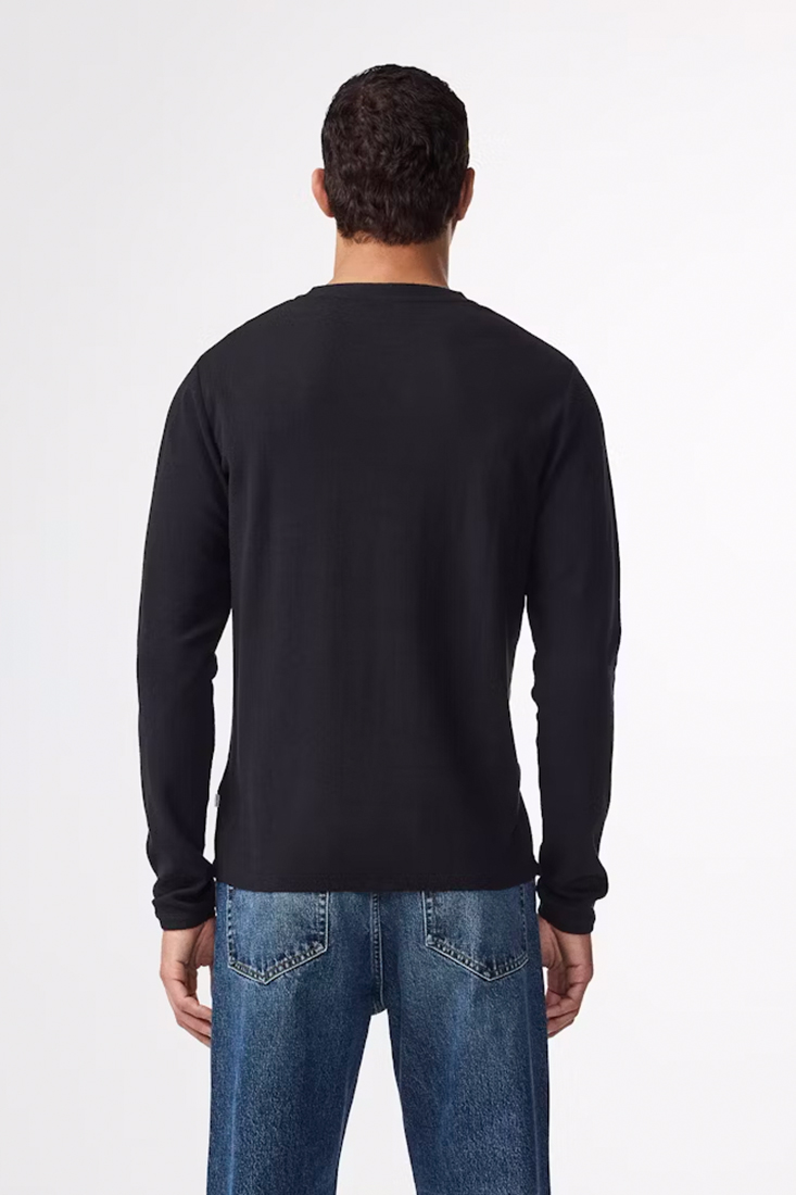 NN07 Clive Waffle Knit Tee – Black - Bild 3