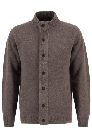 Barbour Essential Elbow Patch Cardigan - Dark Stone