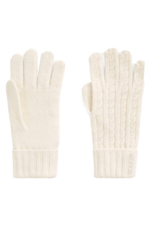 Handskar i ull med flätmönster - cream