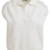 Essentiel Antwerp Joline Embroidered Knit Polo - Off White
