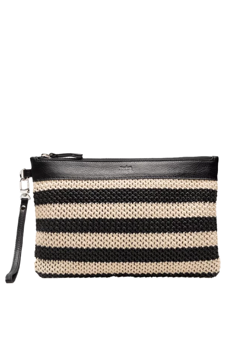 Twist & Tango Allie Clutch - Black/Beige Stripe