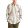 Morris Douglas Linen Mix Stripe - Olive