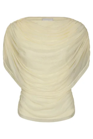 Neo Noir Cottuna Drapy Mesh Top - Light Yellow