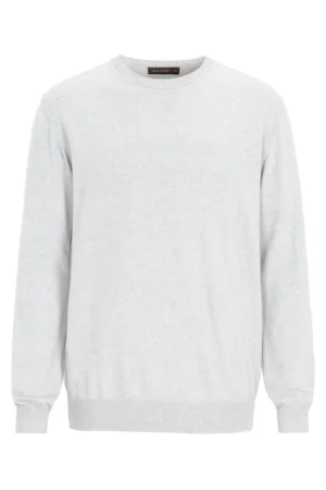 Oscar Jacobson regular fit rundhalsad tröja bomull-Kashmir - Ljusgrå