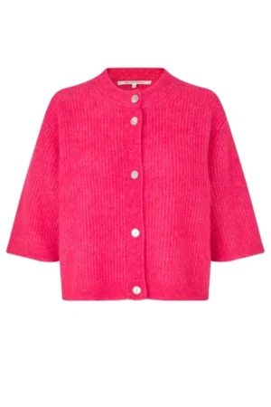 Second Female Andrea Knit Rib Cardigan - Raspberry Sorbet