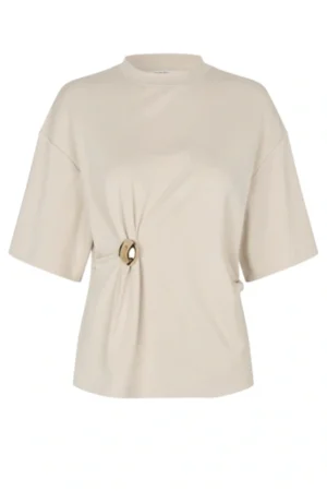 Second Female Enora Brooch Tee - Soft Beige