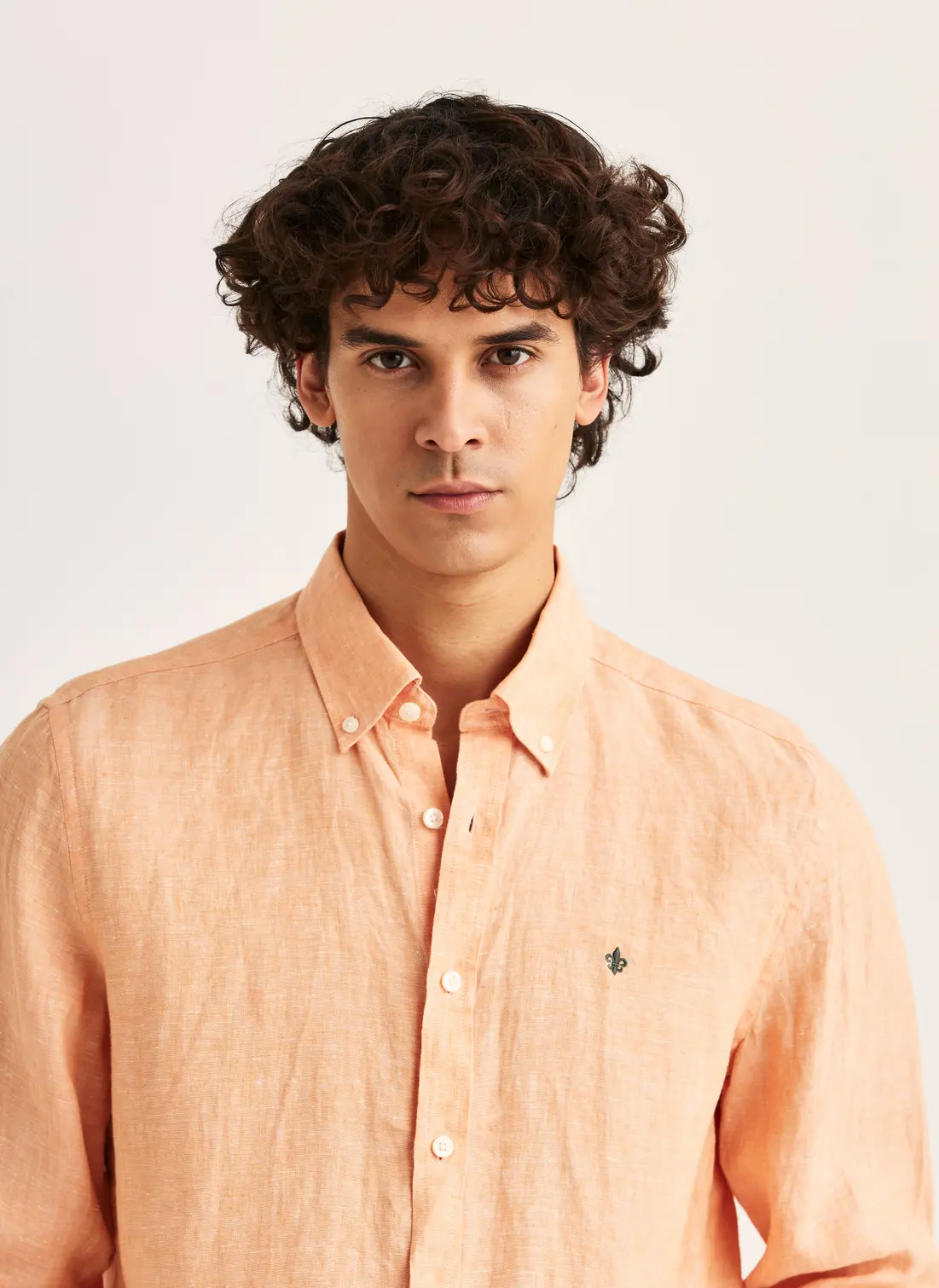 Morris Douglas Linen Shirt Classiv Fit - Orange - Bild 3