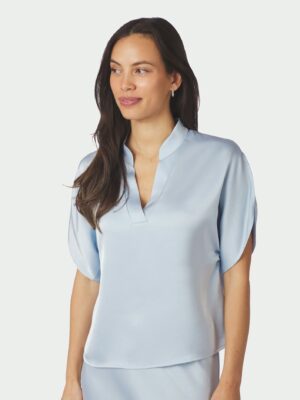 Alternative view of Neo Noir Anelle Heavy Sateen Blouse - Light Blue
