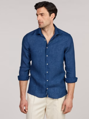 Alternative view of Stenströms Regular Linneskjorta - Mörkblå