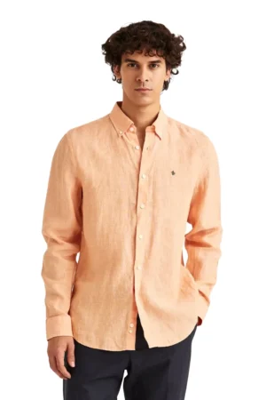 Morris Douglas Linen Shirt Classiv Fit - Orange