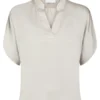 Neo Noir Anelle Heavy Sateen Blouse - Pearl