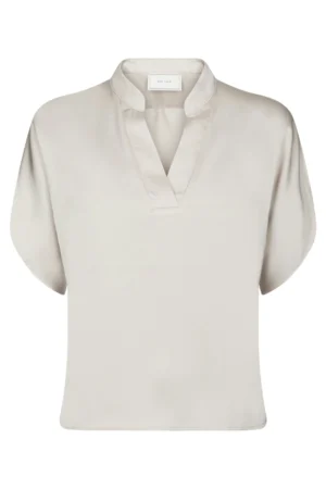 Neo Noir Anelle Heavy Sateen Blouse - Pearl