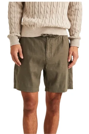 Morris Fenix Linen Shorts - Olive