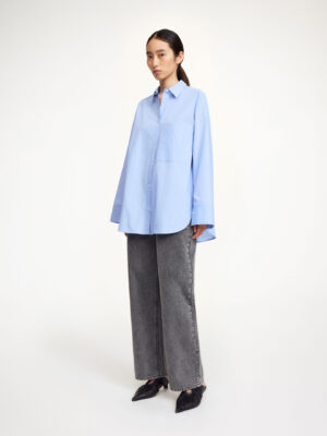 Alternative view of By Malene Birger Derris Organic Cotton Shirt - Blue Iris Stripe Small