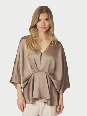 Alternative view of Neo Noir Rivina Heavy Sateen Blouse - Dark Taupe
