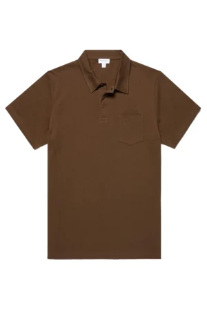 Sunspel SS Riviera Polo - Dark Walnut