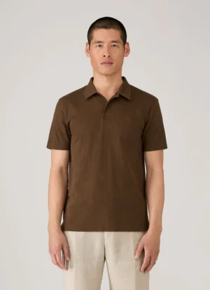 Alternative view of Sunspel SS Riviera Polo - Dark Walnut