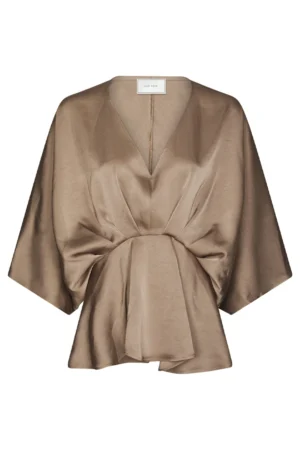 Neo Noir Rivina Heavy Sateen Blouse - Dark Taupe
