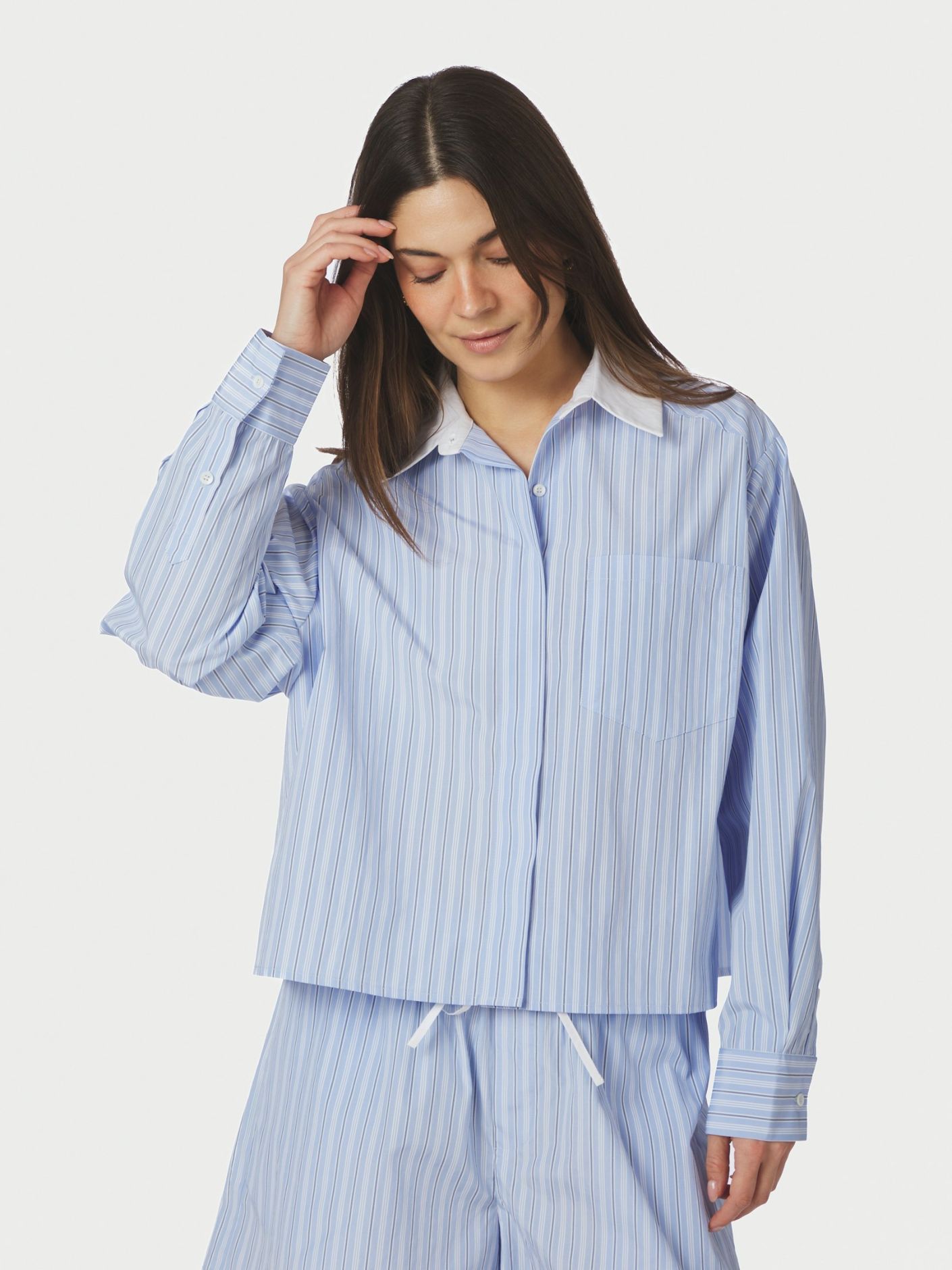 Neo Noir Delfia Stripe Shirt - Light Blue Stripe - Bild 4