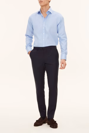 Alternative view of Oscar Jacobson Slim Fit Pants in Microstructure Fabric – Navy