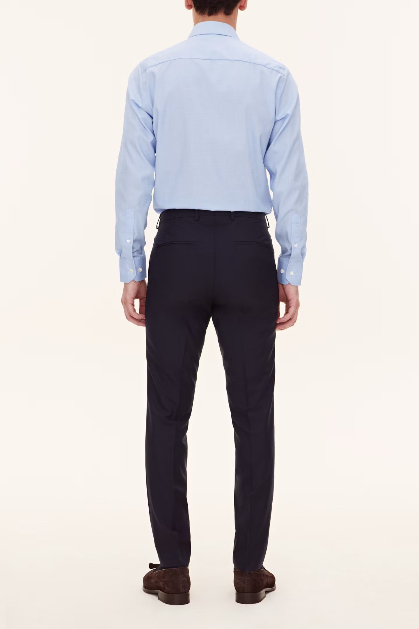 Oscar Jacobson Slim Fit Pants in Microstructure Fabric – Navy - Bild 3