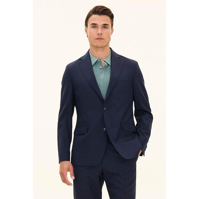 Oscar Jacobson Regular Fit Blazer in Microstructure Fabric – Navy - Bild 2
