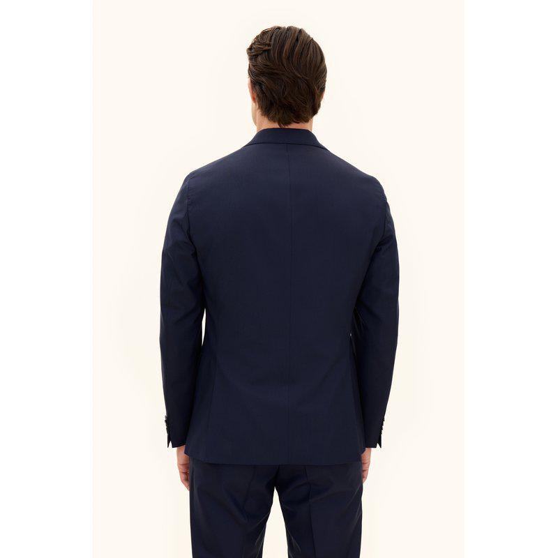 Oscar Jacobson Regular Fit Blazer in Microstructure Fabric – Navy - Bild 3