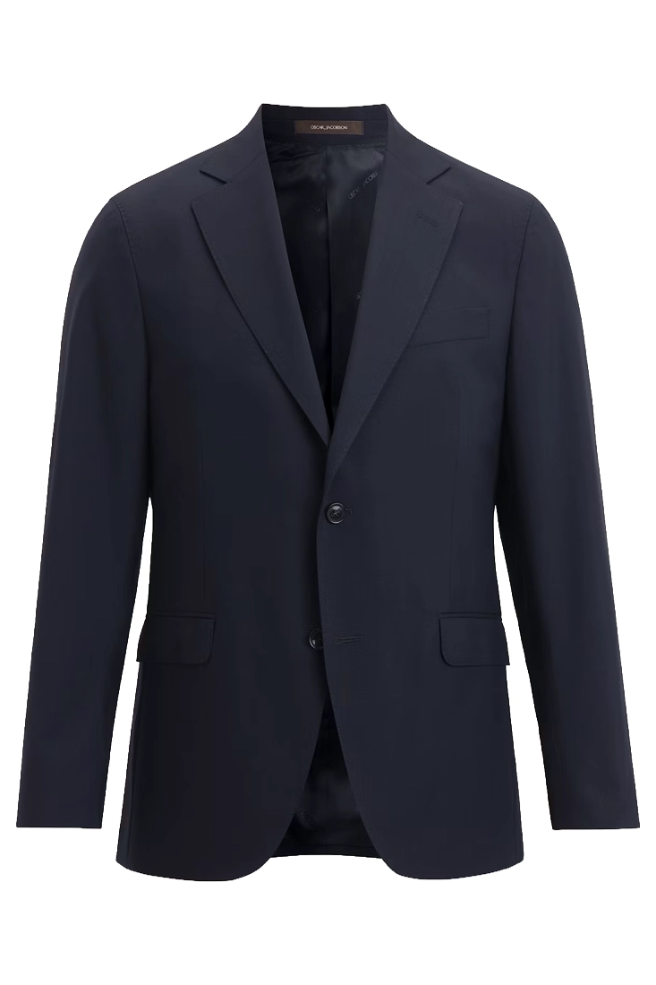 Oscar Jacobson Regular Fit Blazer in Microstructure Fabric – Navy