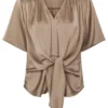 Neo Noir Casadia Heavy Sateen Blouse - Dark Taupe