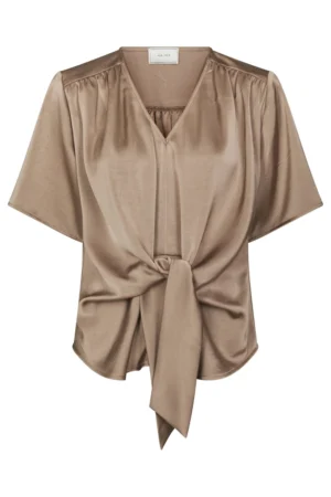 Neo Noir Casadia Heavy Sateen Blouse - Dark Taupe