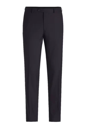 Oscar Jacobson Slim Fit Pants in Microstructure Fabric – Navy